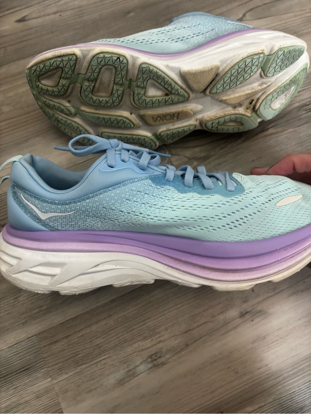 HOKA Bondi 8 Running Shoes Blue Purple Women’s Size 7.5B Cushioned Sneaker - Picture 7 of 9